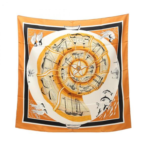 HERMES Brown Silk Scarf